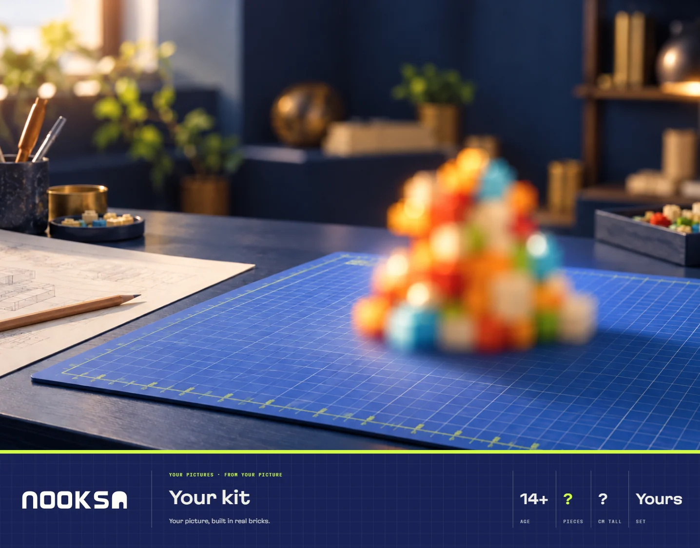 Your kit's own box: your set on the front, its name and numbers on the band