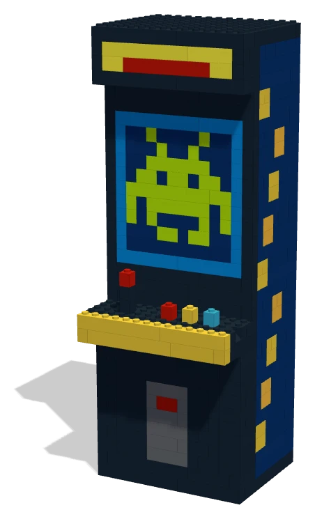 A retro arcade cabinet, built in real bricks