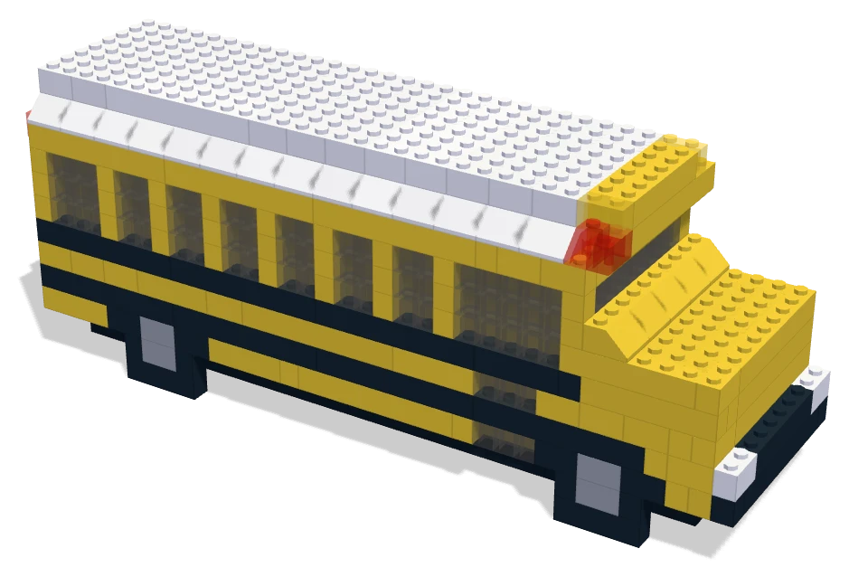 School Bus, built in real bricks: a yellow school bus