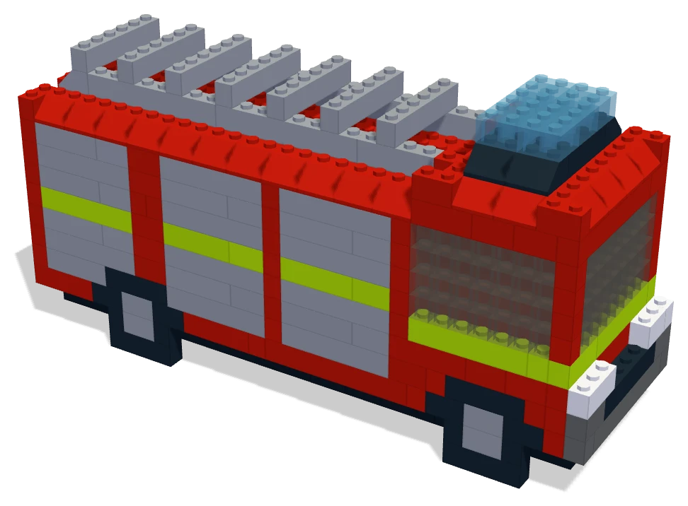 Fire Engine, built in real bricks: a red fire engine