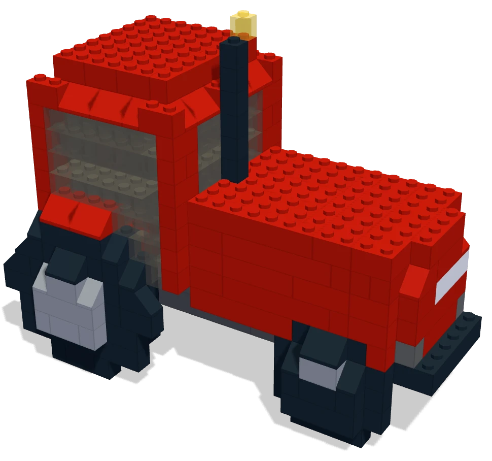 Farm Tractor, built in real bricks: a red farm tractor